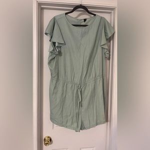 Mint green shirt romper
